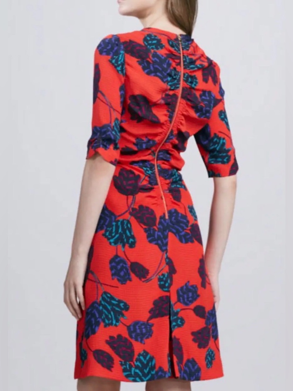 Marc by Marc Jacobs Mareika red tulip print dress textured 100% silk-jacquard 4 - Picture 5 of 17